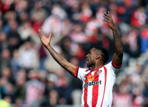 Sunderland's Jermain Defoe reacts after a decision about a handball during the Barclays Premier League match at The Stadium of Light, Sunderland.