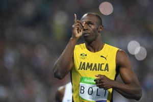 Jamaica's Usain Bolt gestures after the Men's 100m Semifinal during the athletics event at the Rio 2016 Olympic Games at the Olympic Stadium in Rio de Janeiro on August 14, 2016.   / AFP / Johannes EISELE        (Photo credit should read JOHANNES EISELE/AFP/Getty Images)