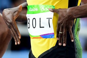 Jamaica's Usain Bolt gestures in the Men's 100m Semifinal during the athletics event at the Rio 2016 Olympic Games at the Olympic Stadium in Rio de Janeiro on August 14, 2016.   / AFP / FRANCK FIFE        (Photo credit should read FRANCK FIFE/AFP/Getty Images)