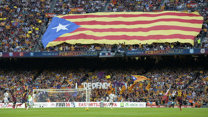 Opnieuw actie met Catalaanse vlag bij Barça