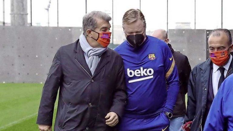 Nieuwe Barça-voorzitter Laporta op visite bij Koeman en spelers