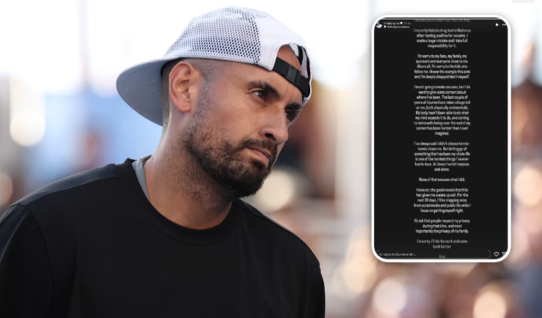 Toptennisser Nick Kyrgios test positief op cocaïne en krijgt voorlopige schorsing: ‘Diep teleurgesteld in mezelf’